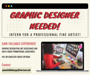 graphic designer needed! intern for a professional fine artist! flyer